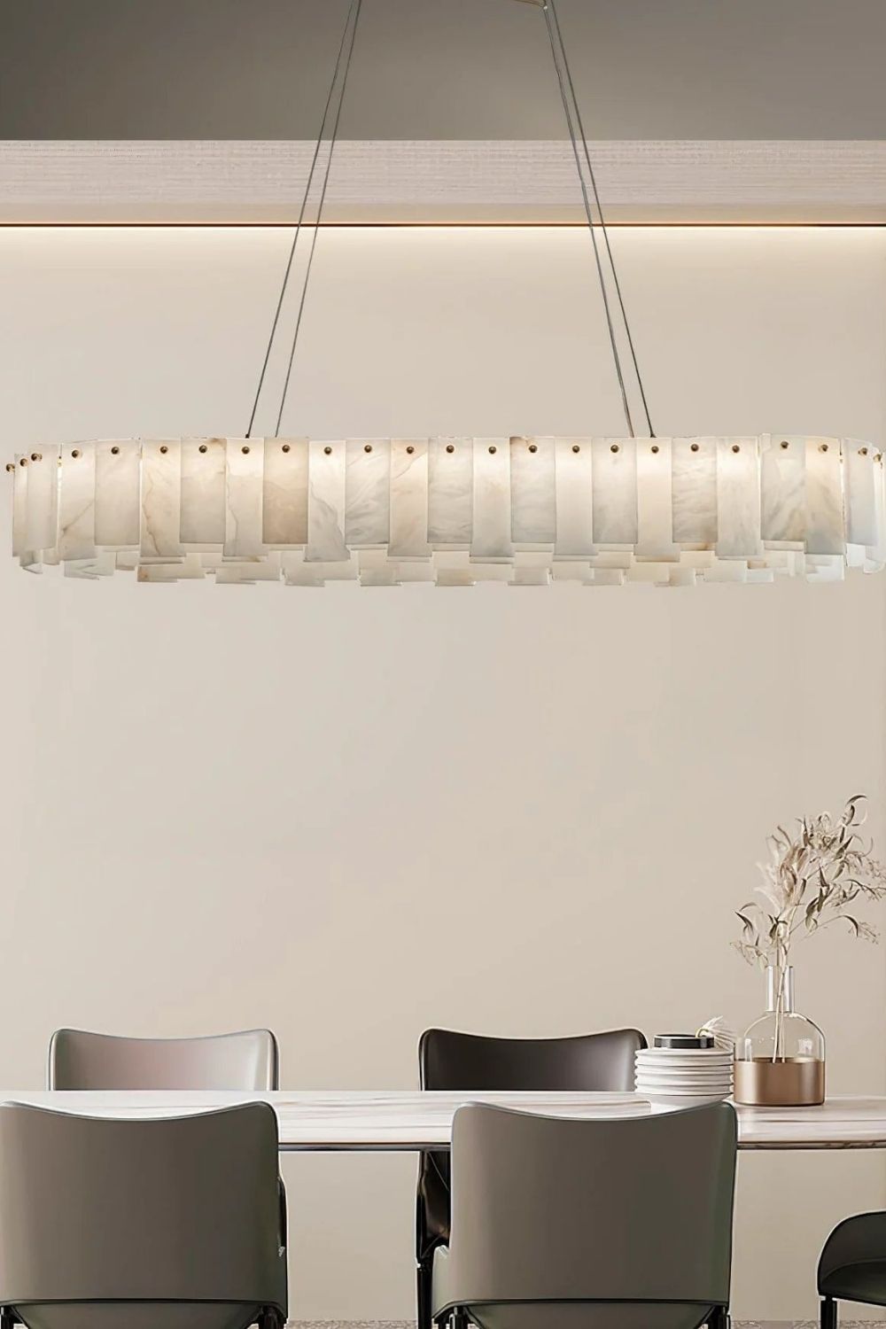 Modern Alabaster Celestial Round Chandelier - view 4 | morylighting