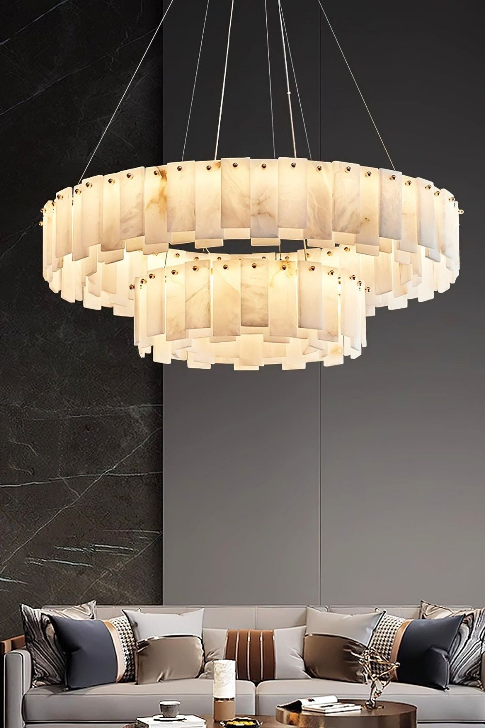 Modern Alabaster Celestial Round Chandelier - view 5 | morylighting