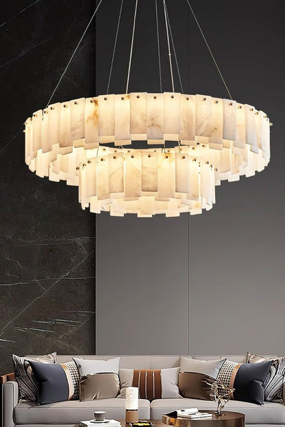 Modern Alabaster Celestial Round Chandelier - view 5 | morylighting