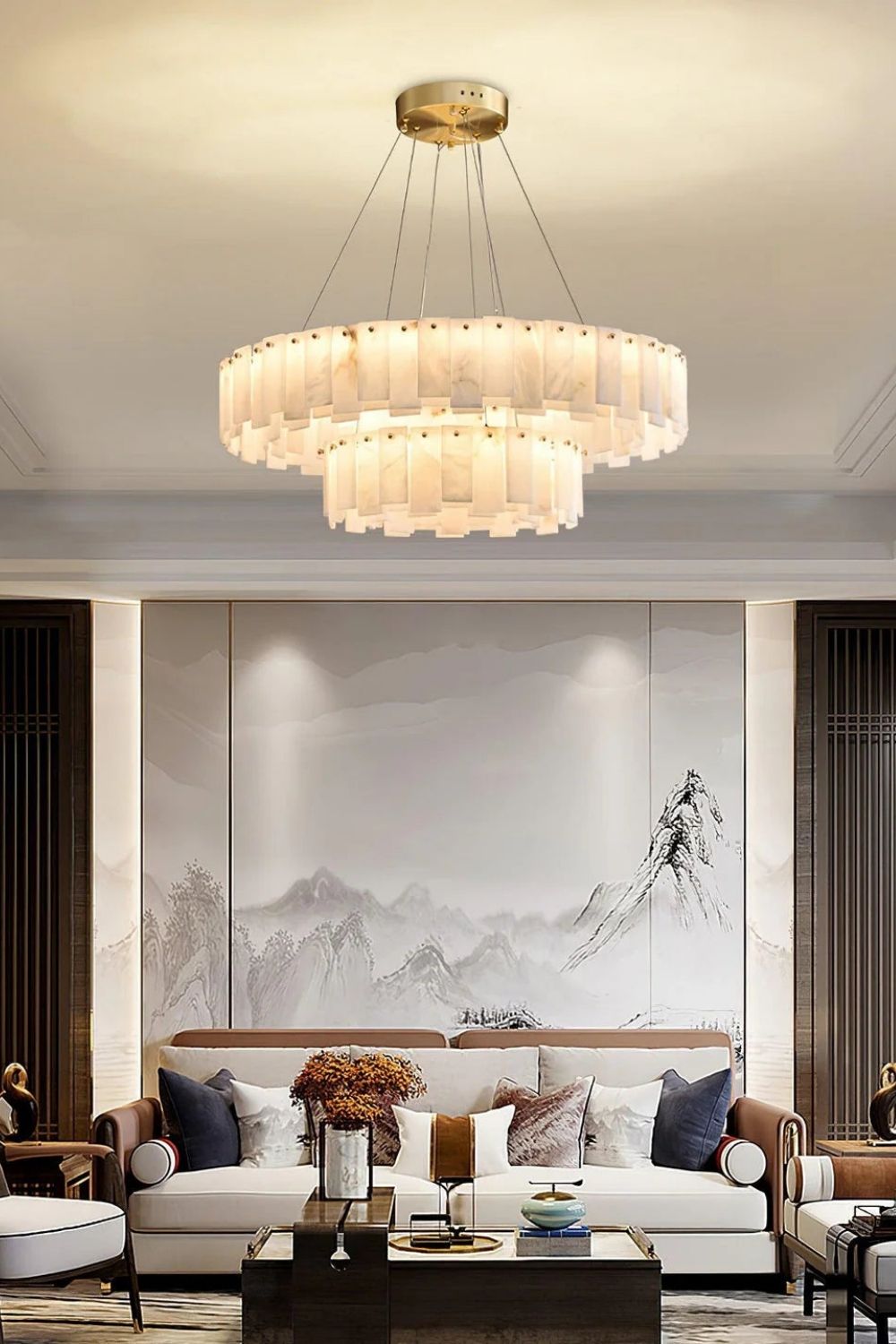 Modern Alabaster Celestial Round Chandelier - view 6 | morylighting