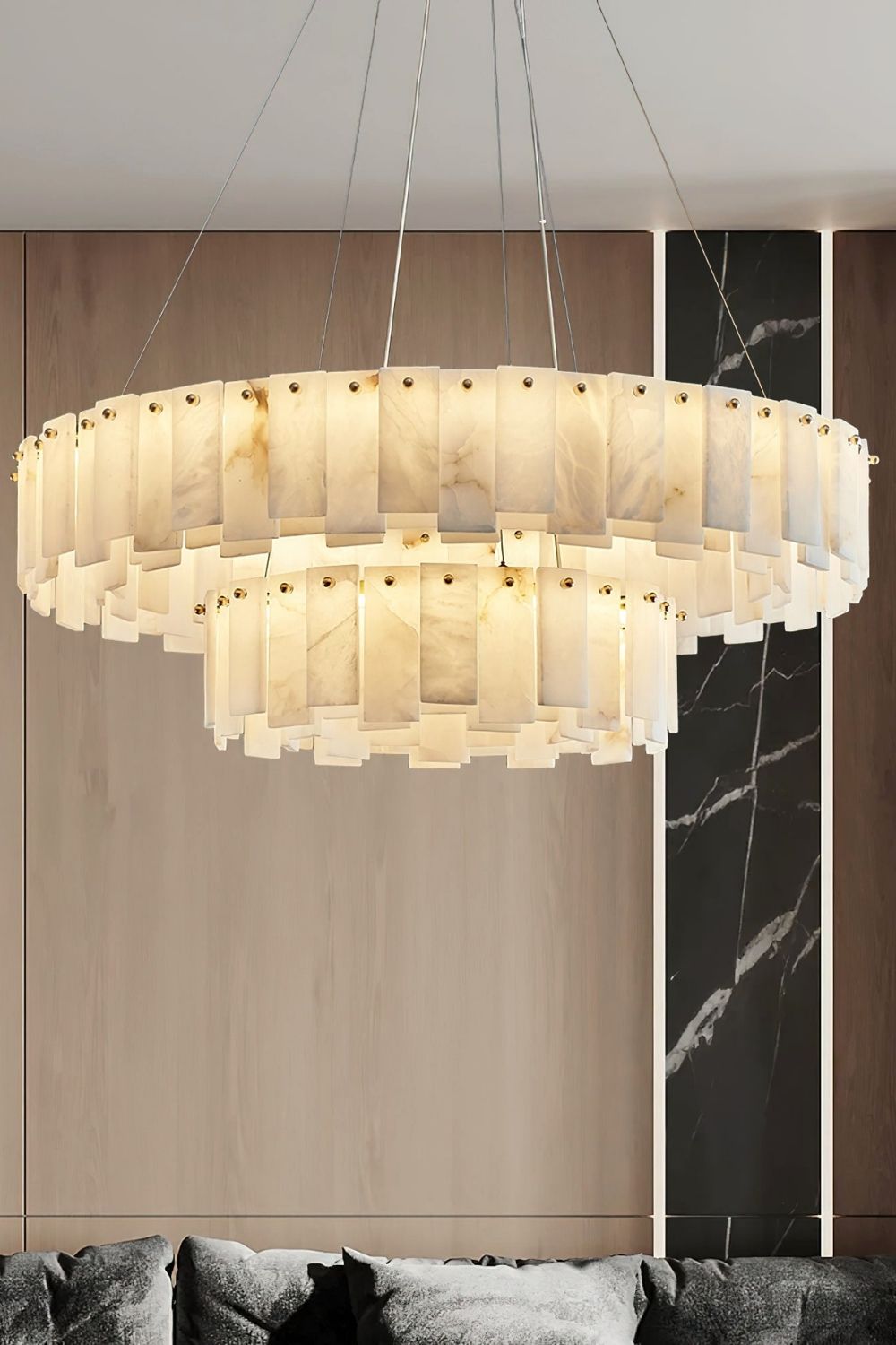 Modern Alabaster Celestial Round Chandelier - view 7 | morylighting
