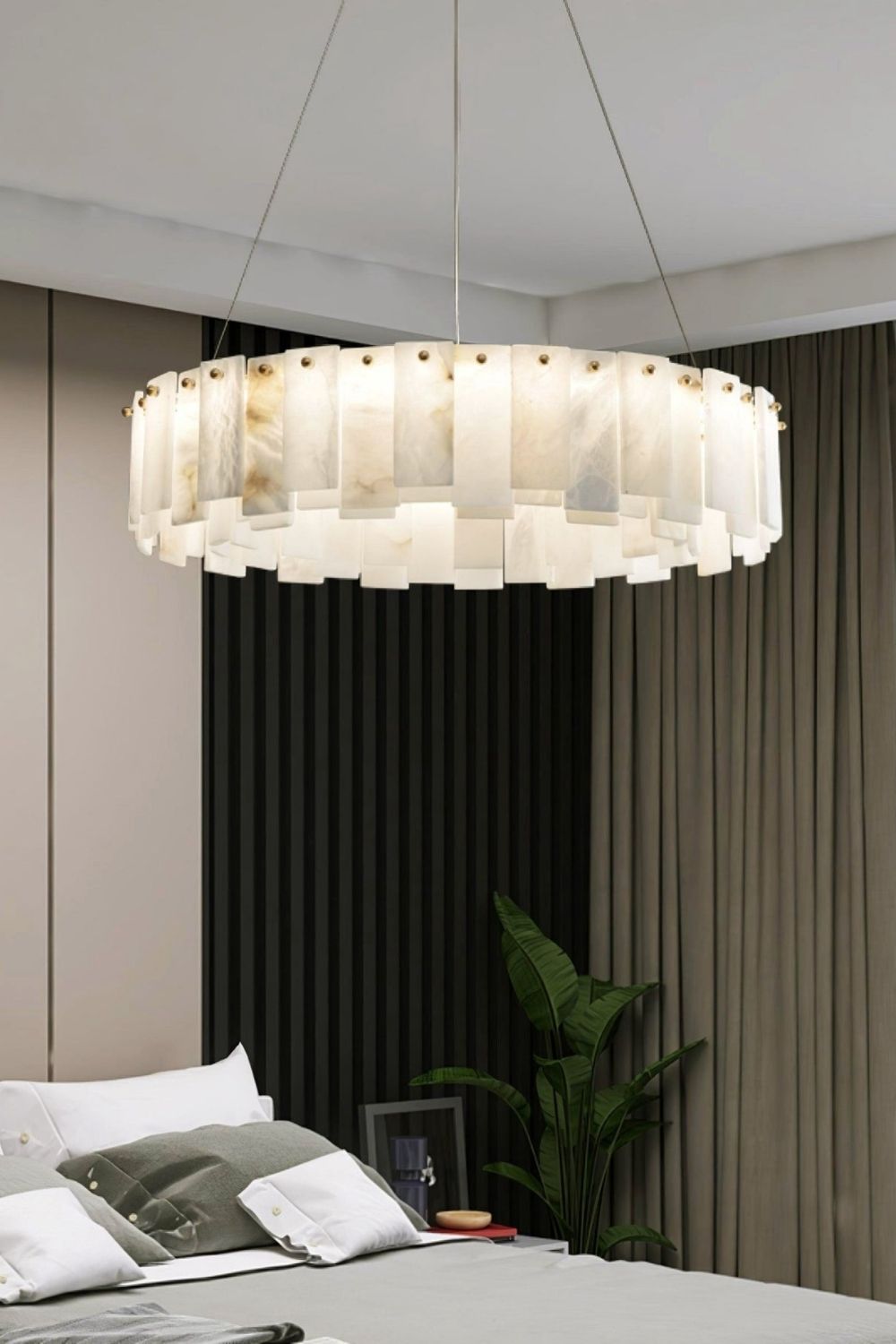 Modern Alabaster Celestial Round Chandelier - view 8 | morylighting