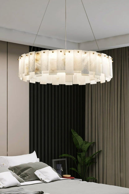 Modern Alabaster Celestial Round Chandelier - view 8 | morylighting