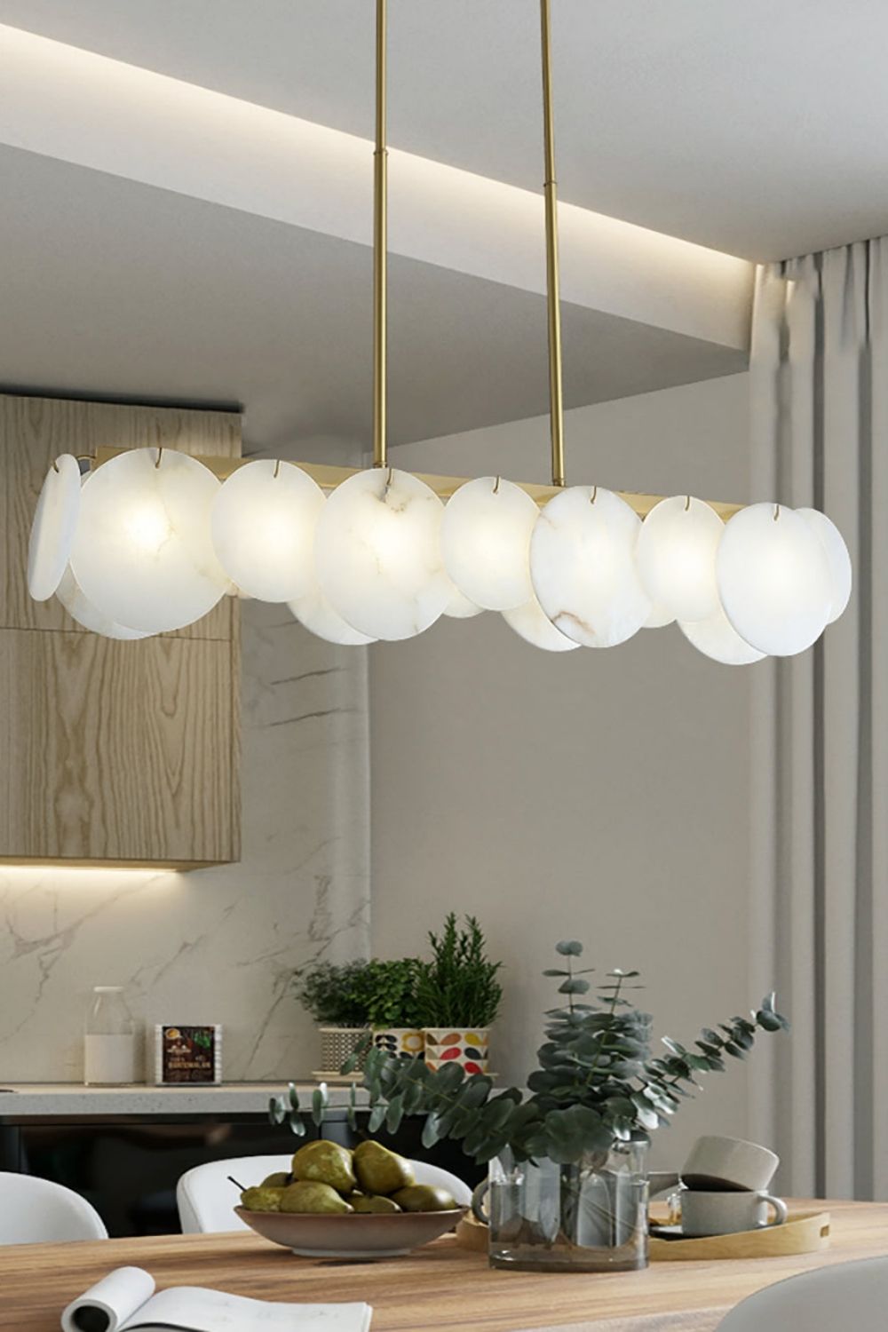 Modern Alabaster Linear Chandelier - view 3 | morylighting