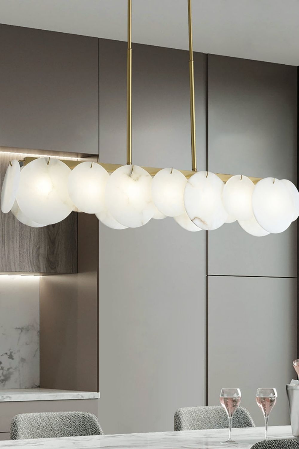 Modern Alabaster Linear Chandelier - view 5 | morylighting
