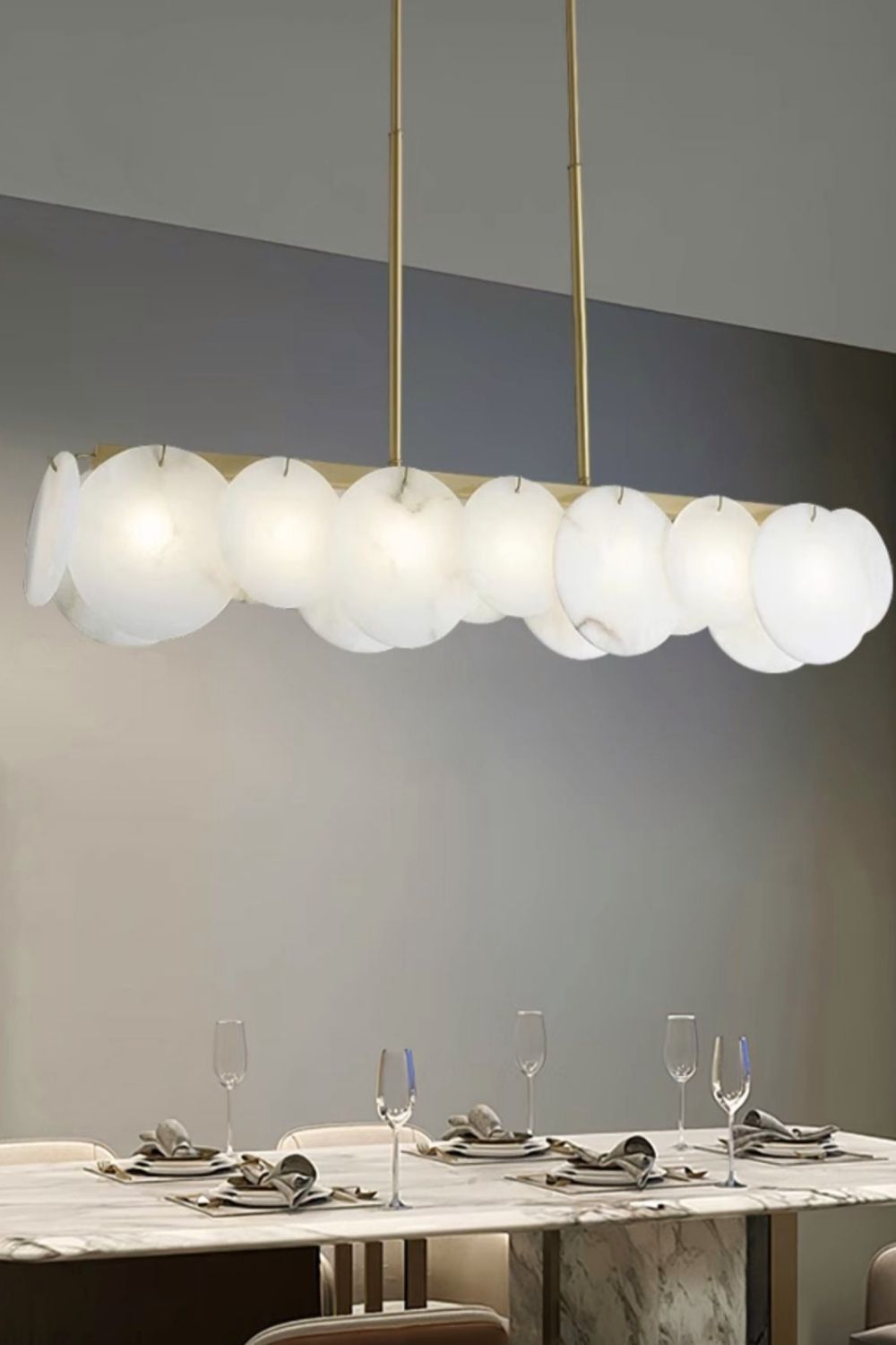 Modern Alabaster Linear Chandelier - view 6 | morylighting