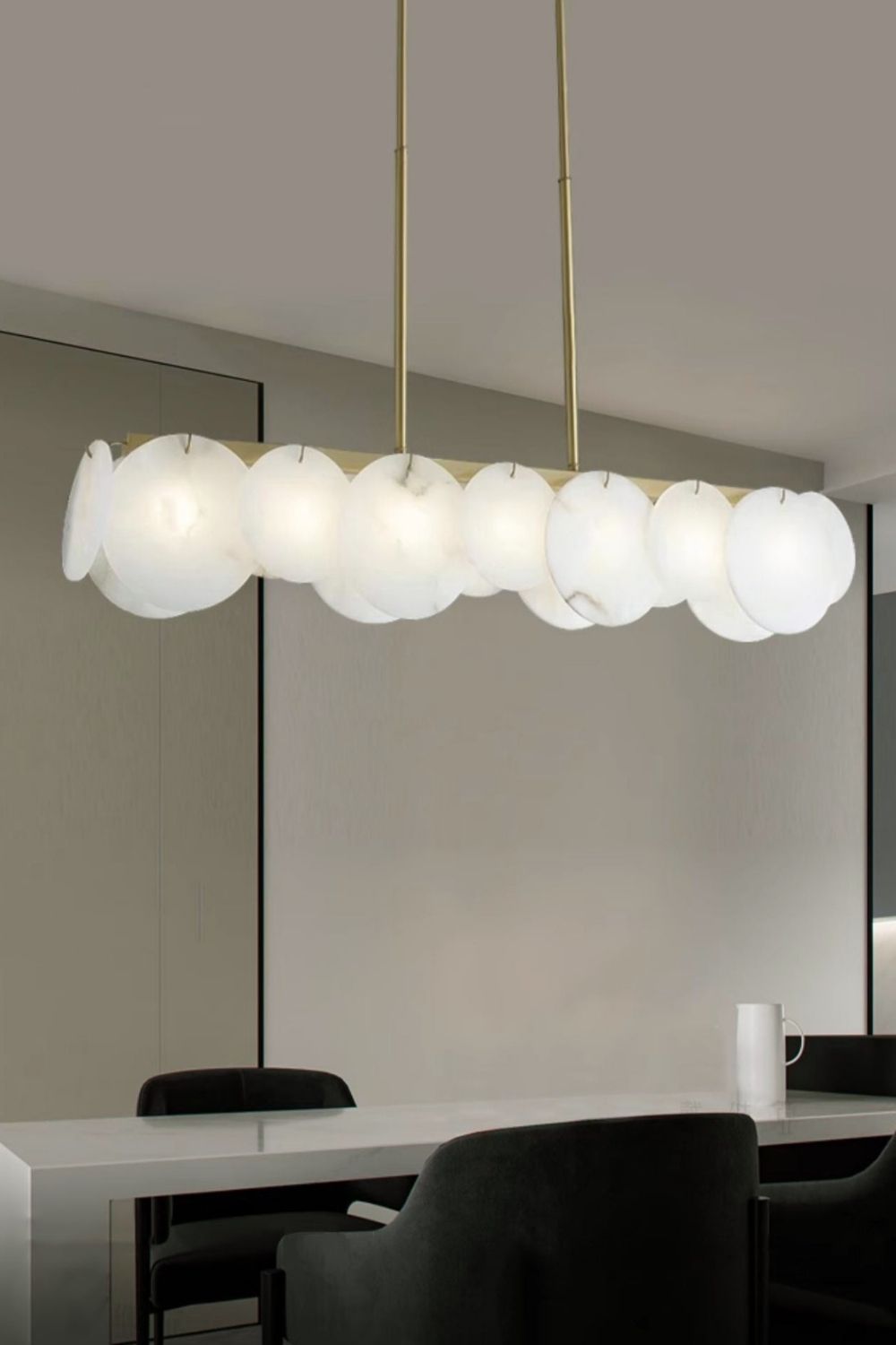Modern Alabaster Linear Chandelier - view 7 | morylighting