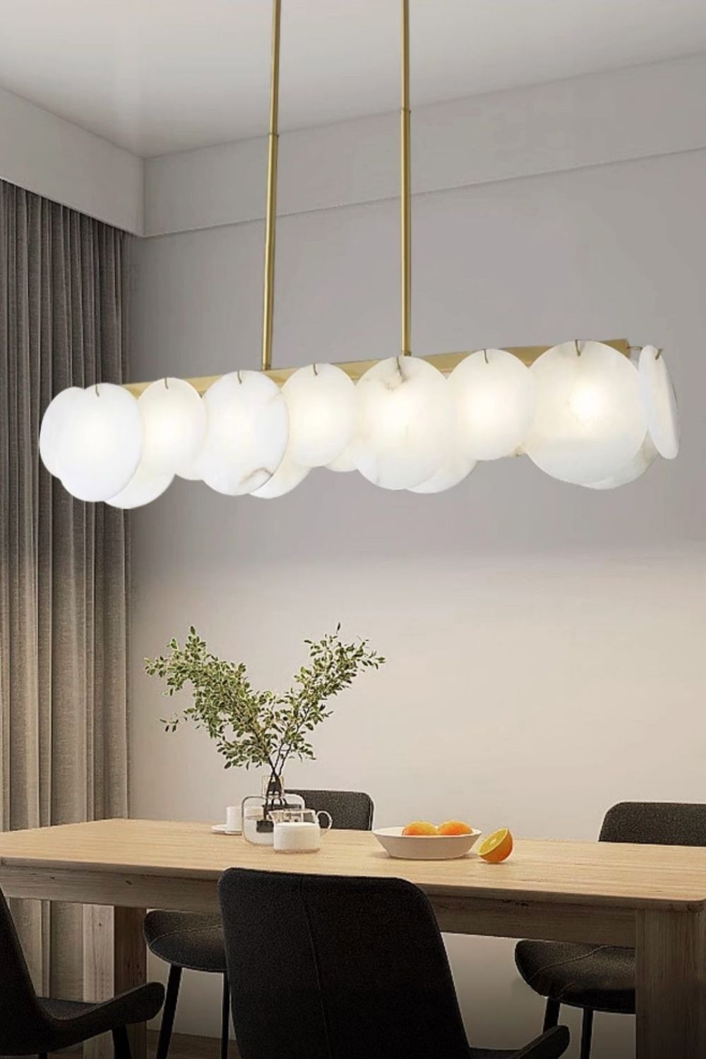 Modern Alabaster Linear Chandelier - view 2 | morylighting