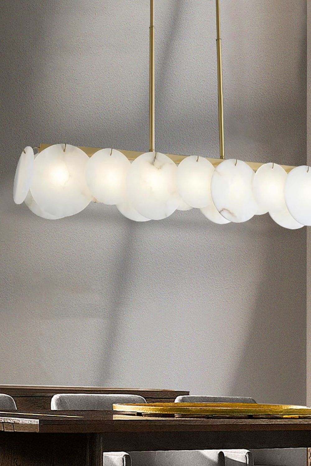 Modern Alabaster Linear Chandelier - view 8 | morylighting