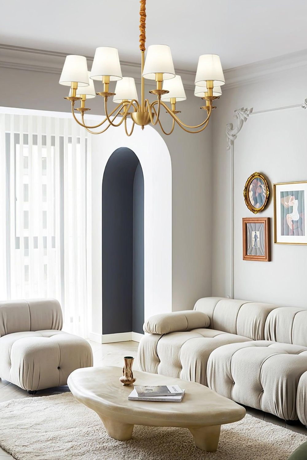 Modern Brass Fabric Chandelier - view 6 | morylighting