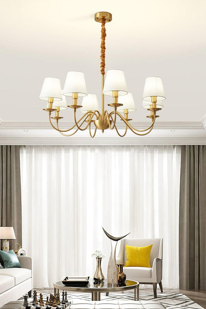 Modern Brass Fabric Chandelier - view 2 | morylighting