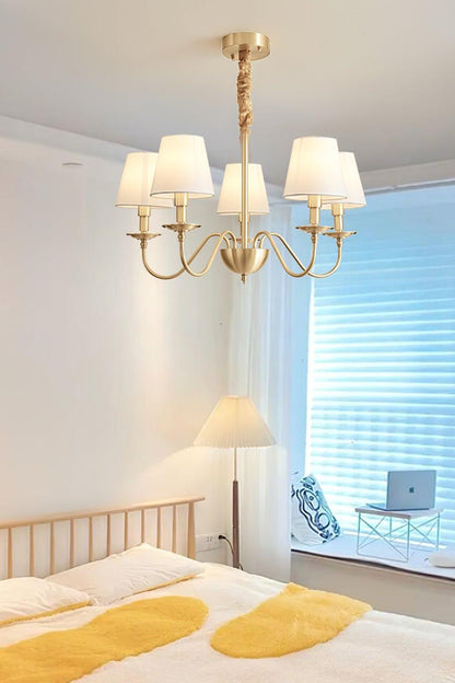 Modern Brass Fabric Chandelier - view 4 | morylighting