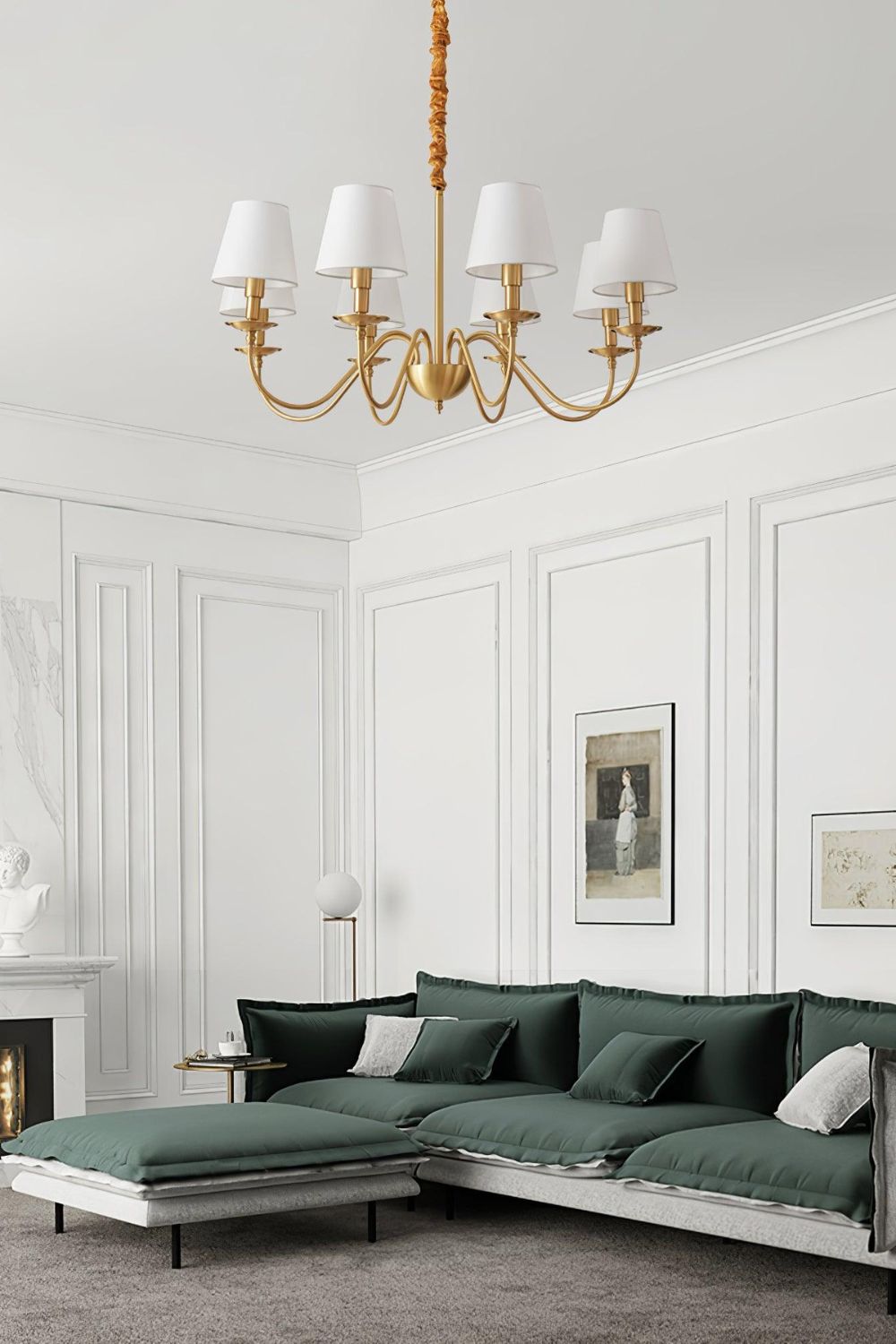 Modern Brass Fabric Chandelier - view 7 | morylighting