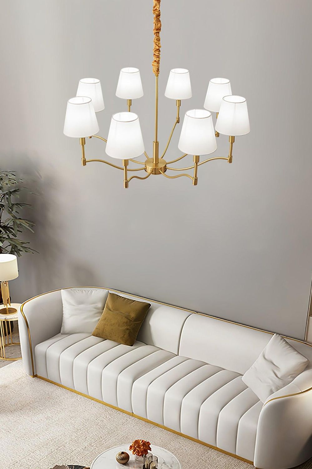Modern Brass Fabric Chandelier - view 3 | morylighting