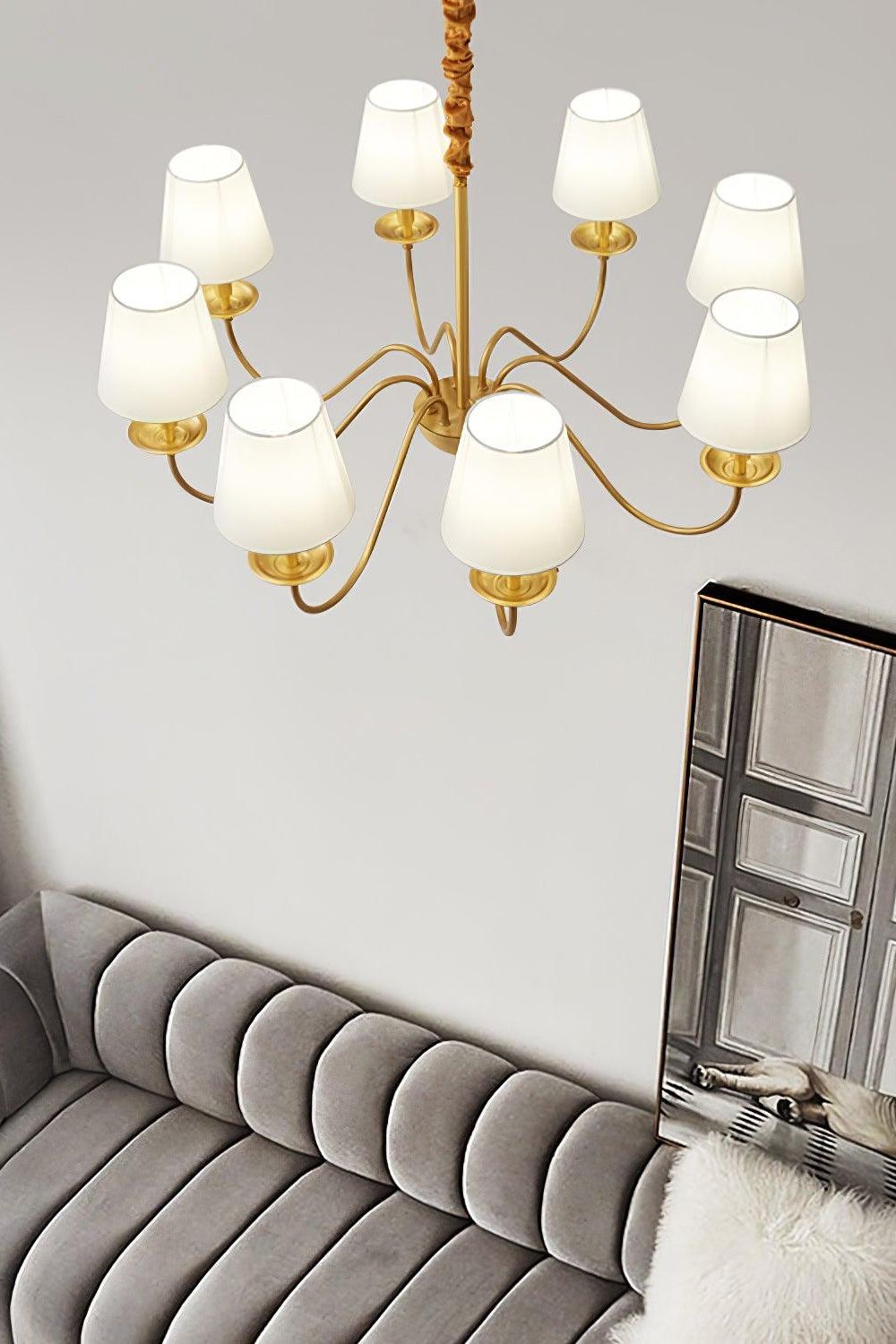 Modern Brass Fabric Chandelier - view 8 | morylighting
