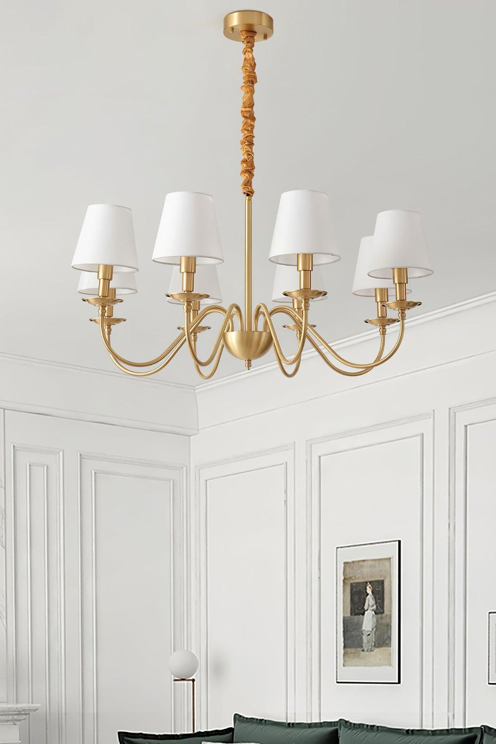 Modern Brass Fabric Chandelier - view 5 | morylighting