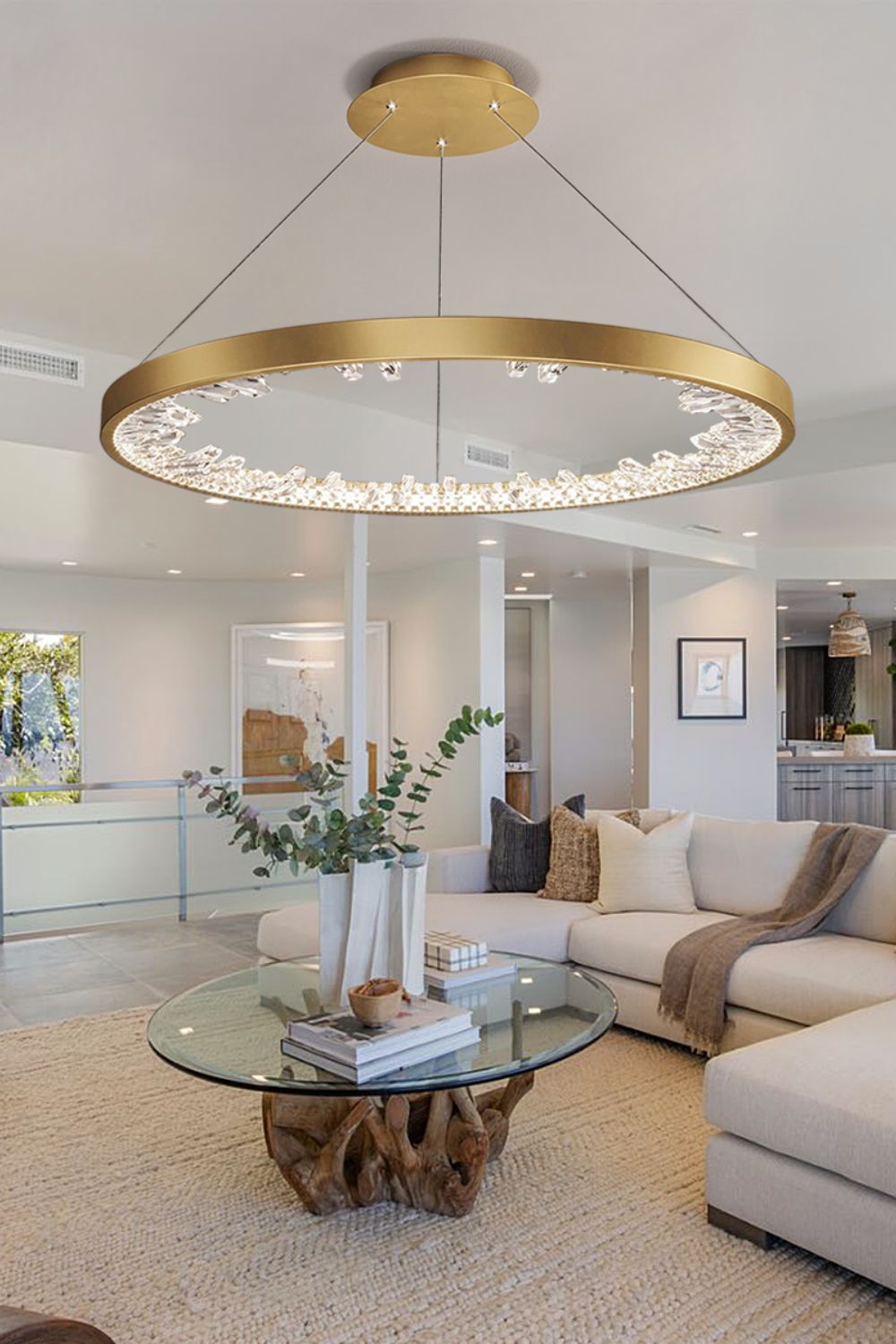 Modern Halo Crystal Ring Chandelier - view 4 | morylighting