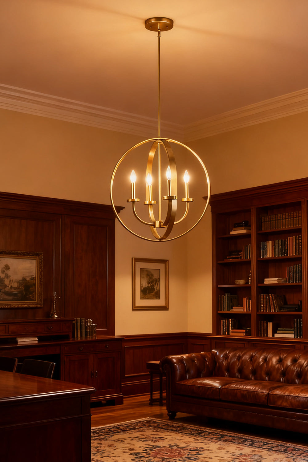 Modern Round Lantern Chandelier - view 9 | morylighting