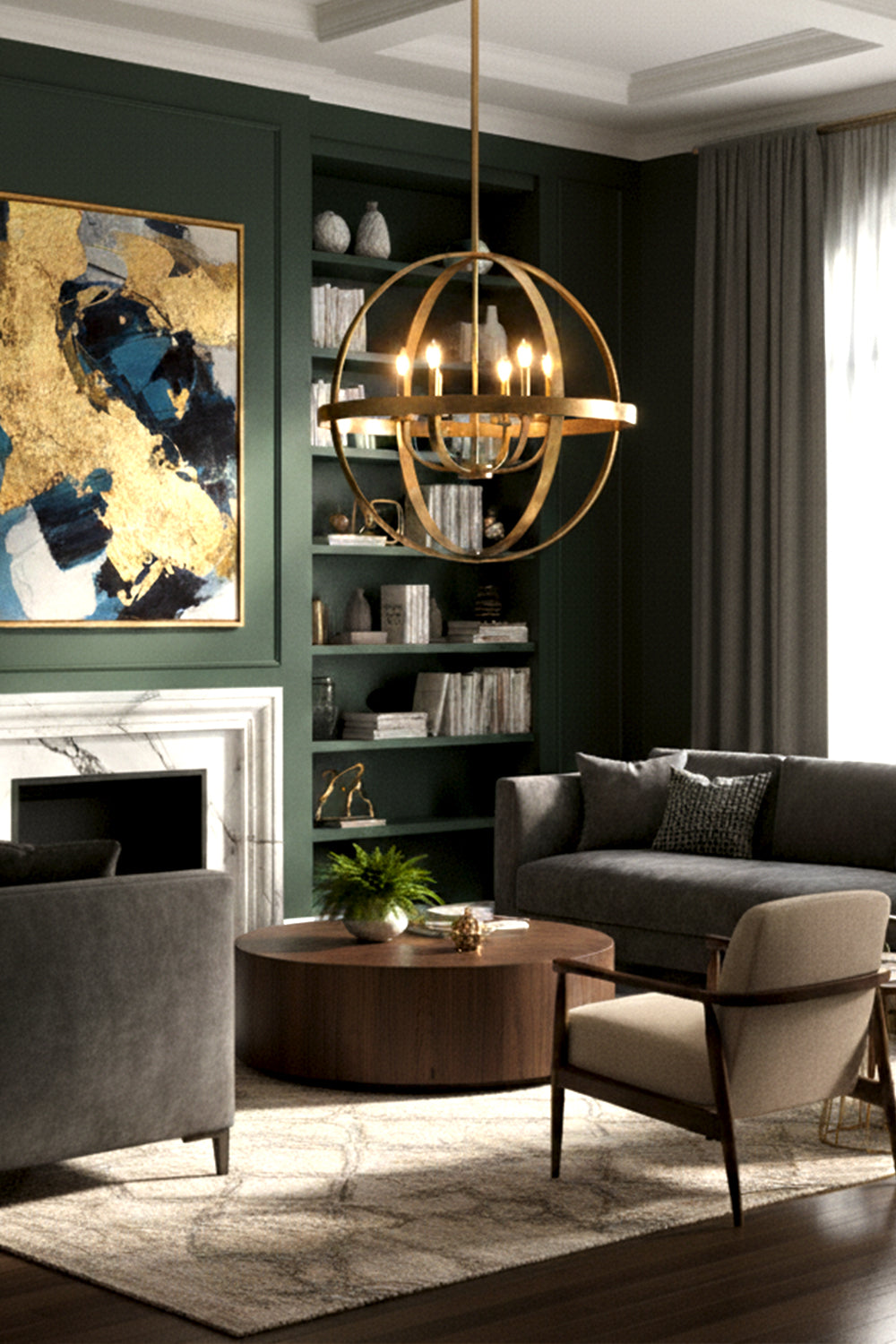 Modern Round Lantern Chandelier - view 11 | morylighting