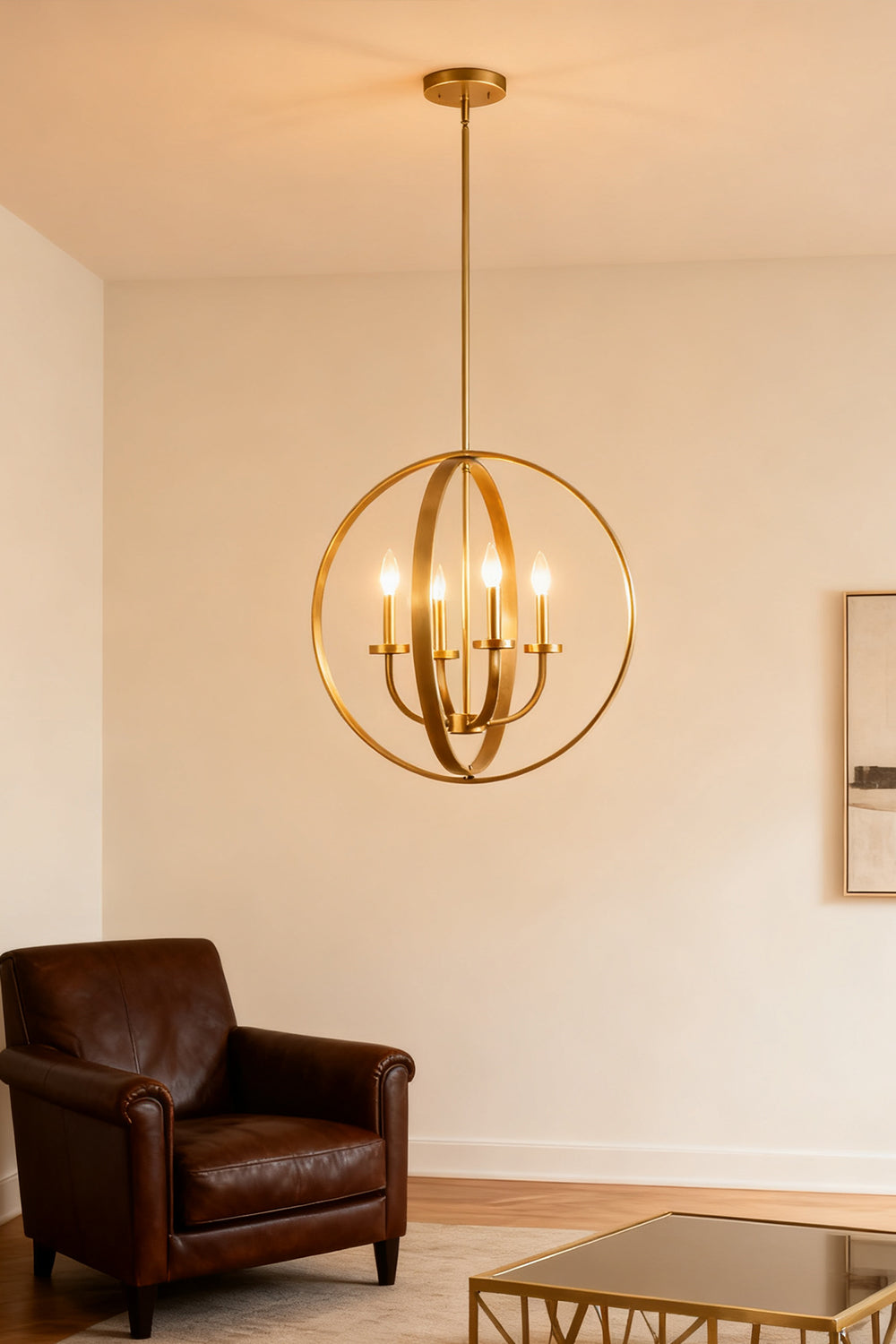 Modern Round Lantern Chandelier - view 5 | morylighting