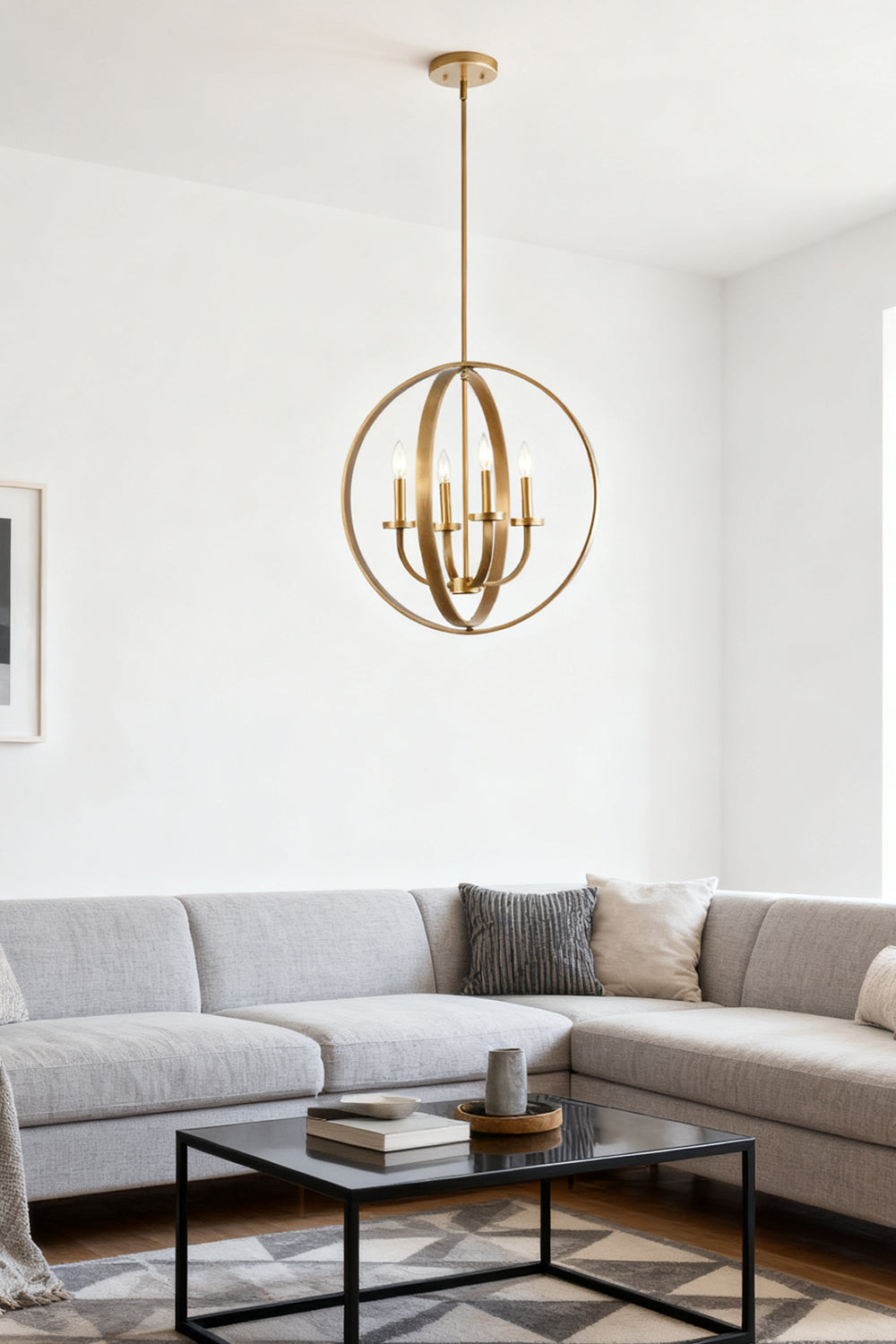 Modern Round Lantern Chandelier - view 7 | morylighting