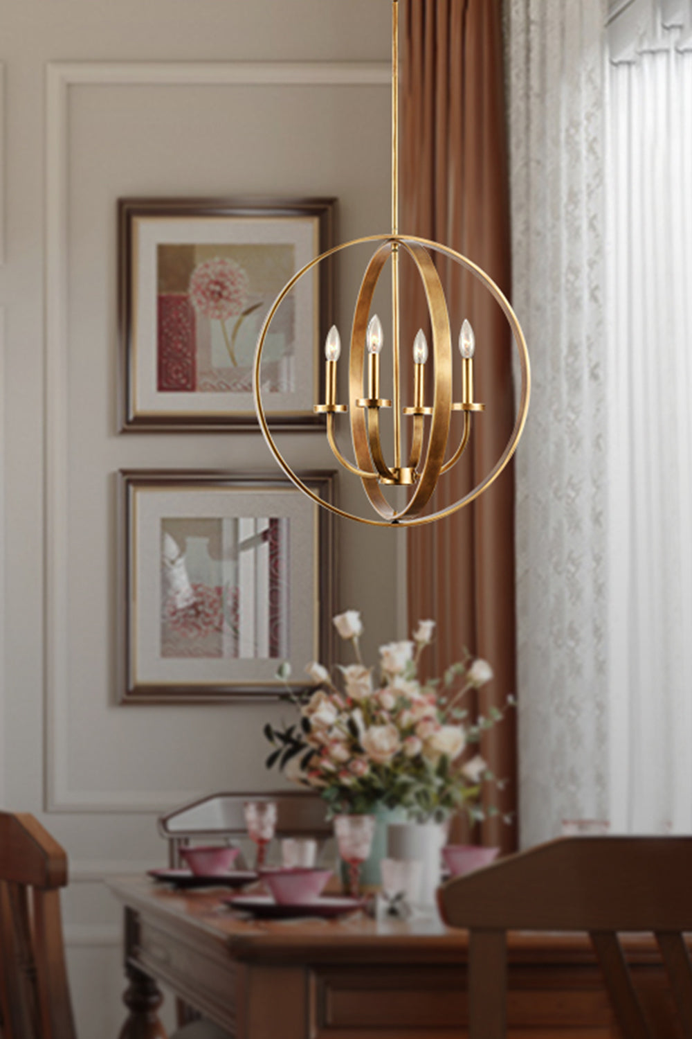 Modern Round Lantern Chandelier - view 3 | morylighting