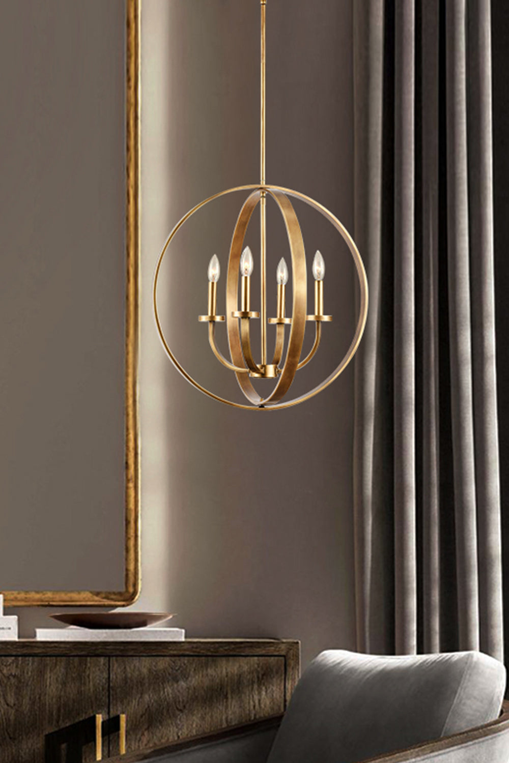 Modern Round Lantern Chandelier - view 4 | morylighting
