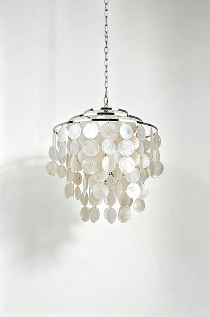 Modern Tiered Capiz Shell Chandelier