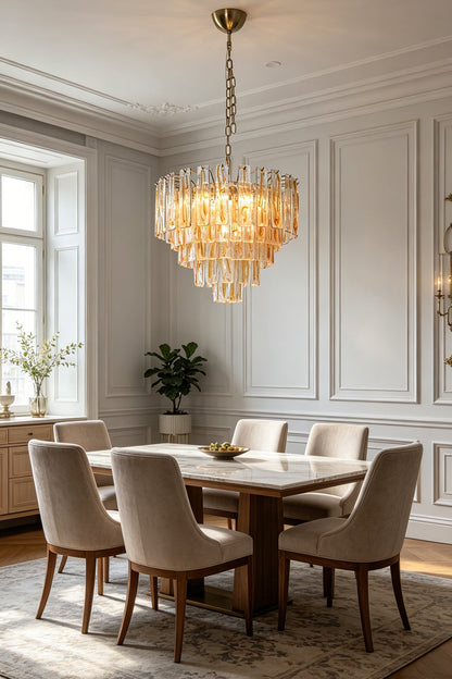 Molten Amber Glass Chandelier for Restaurant | vexa lamps