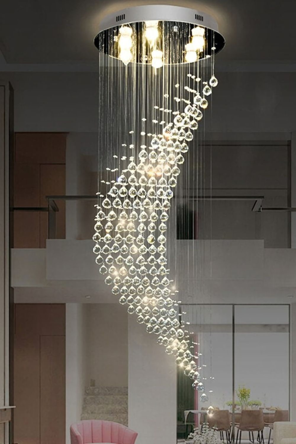 Moon Shaped Curved Crystal Chandelier - morylighting