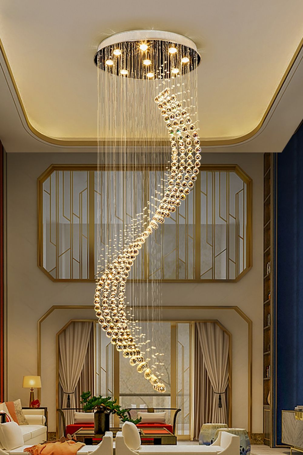 Moon Shaped Curved Crystal Chandelier - morylighting