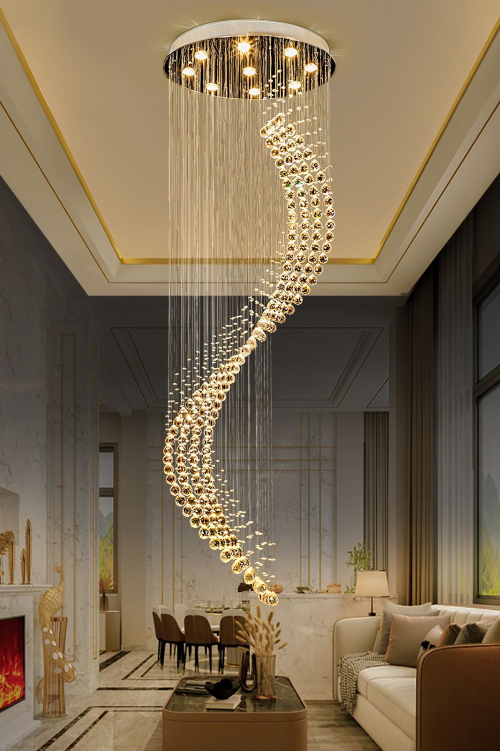 Moon Shaped Curved Crystal Chandelier - morylighting