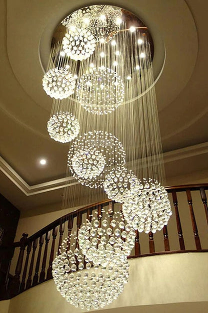 Multi-Balls Chrome Crystal Chandelier - morylighting
