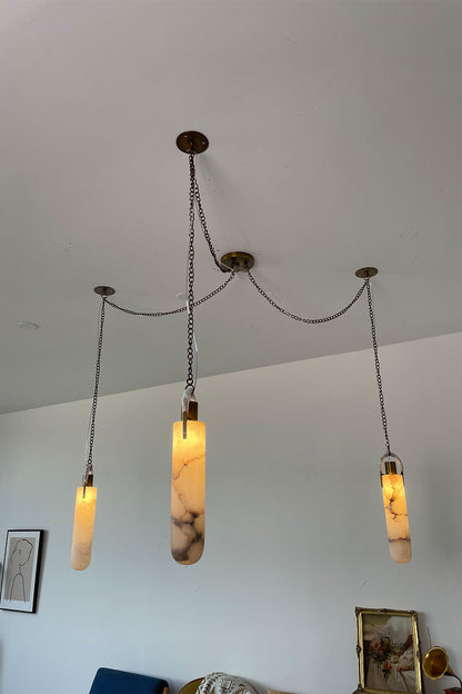 Multi-head Alabaster Cylindrical Chandelier - view 19 | morylighting