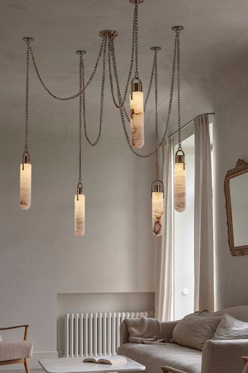 Multi-head Alabaster Cylindrical Chandelier - view 13 | morylighting