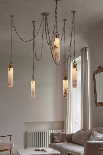 Multi-head Alabaster Cylindrical Chandelier - view 13 | morylighting