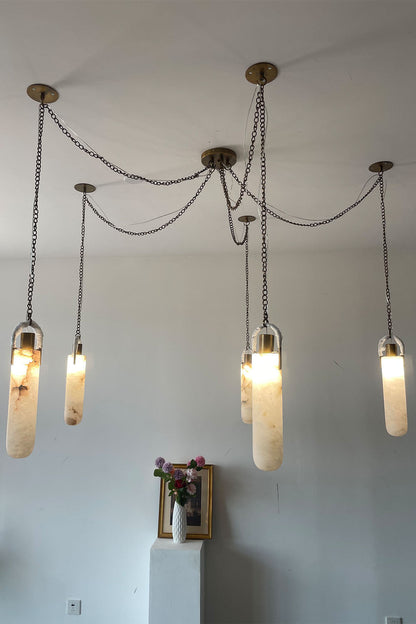 Multi-head Alabaster Cylindrical Chandelier - view 10 | morylighting