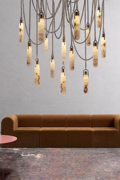 Multi-head Alabaster Cylindrical Chandelier - view 18 | morylighting