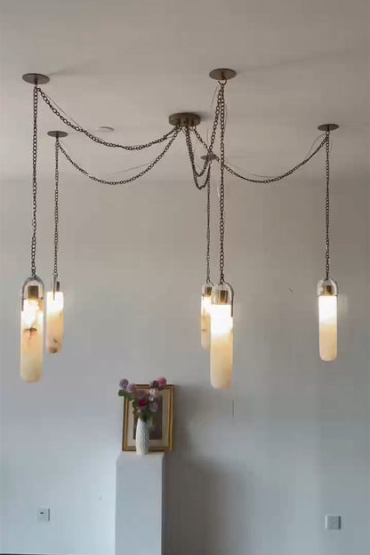 Multi-head Alabaster Cylindrical Chandelier - view 11 | morylighting