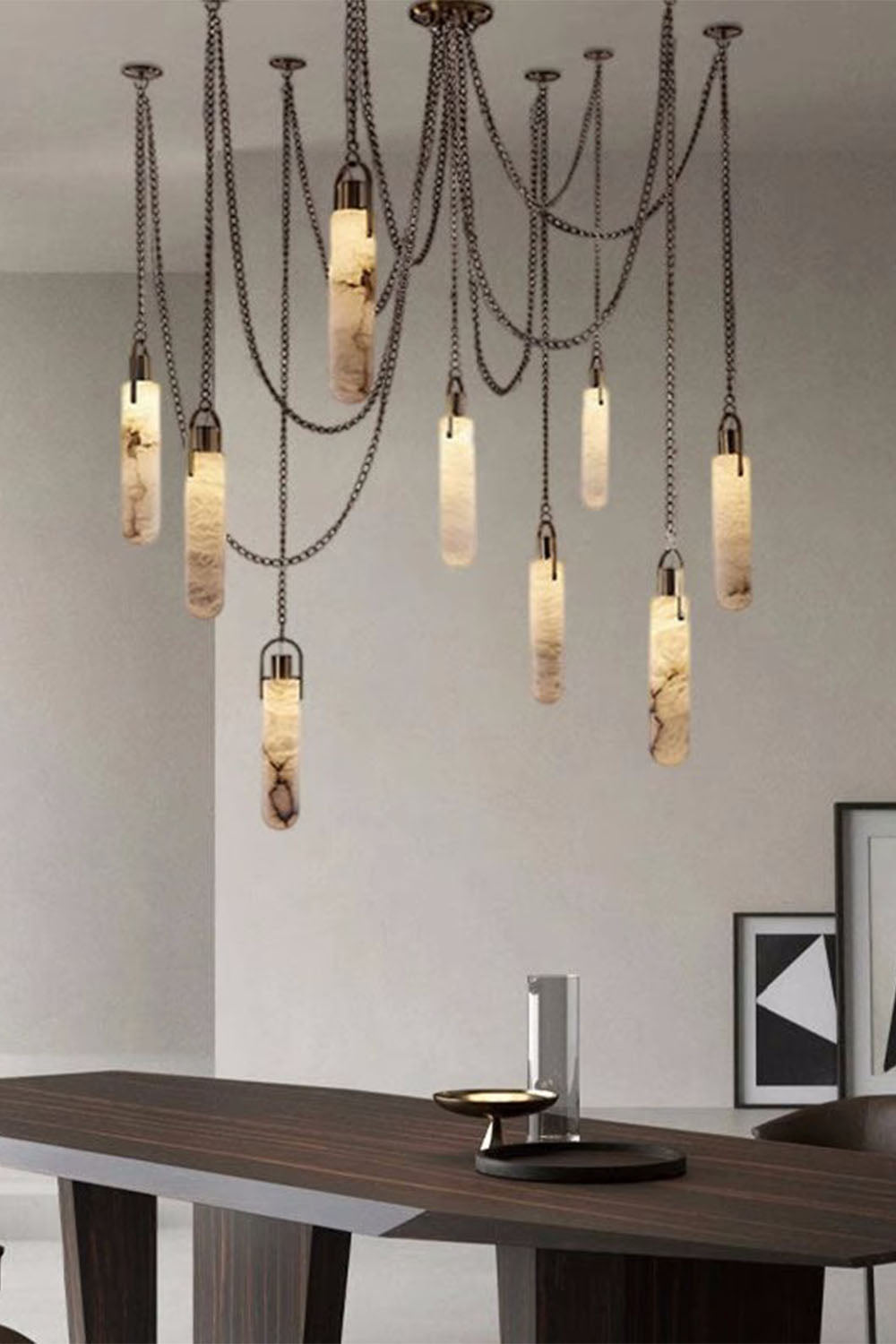 Multi-head Alabaster Cylindrical Chandelier - view 12 | morylighting