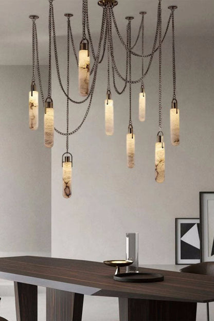Multi-head Alabaster Cylindrical Chandelier - view 12 | morylighting