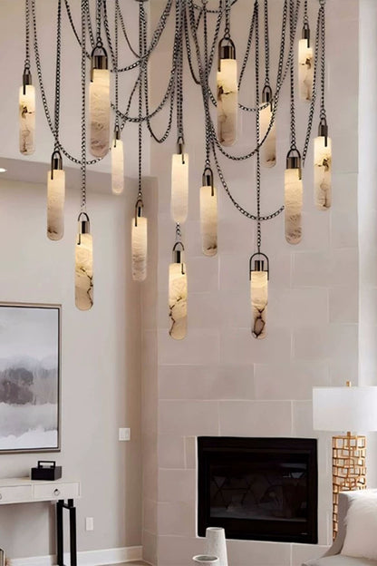 Multi-head Alabaster Cylindrical Chandelier - view 14 | morylighting
