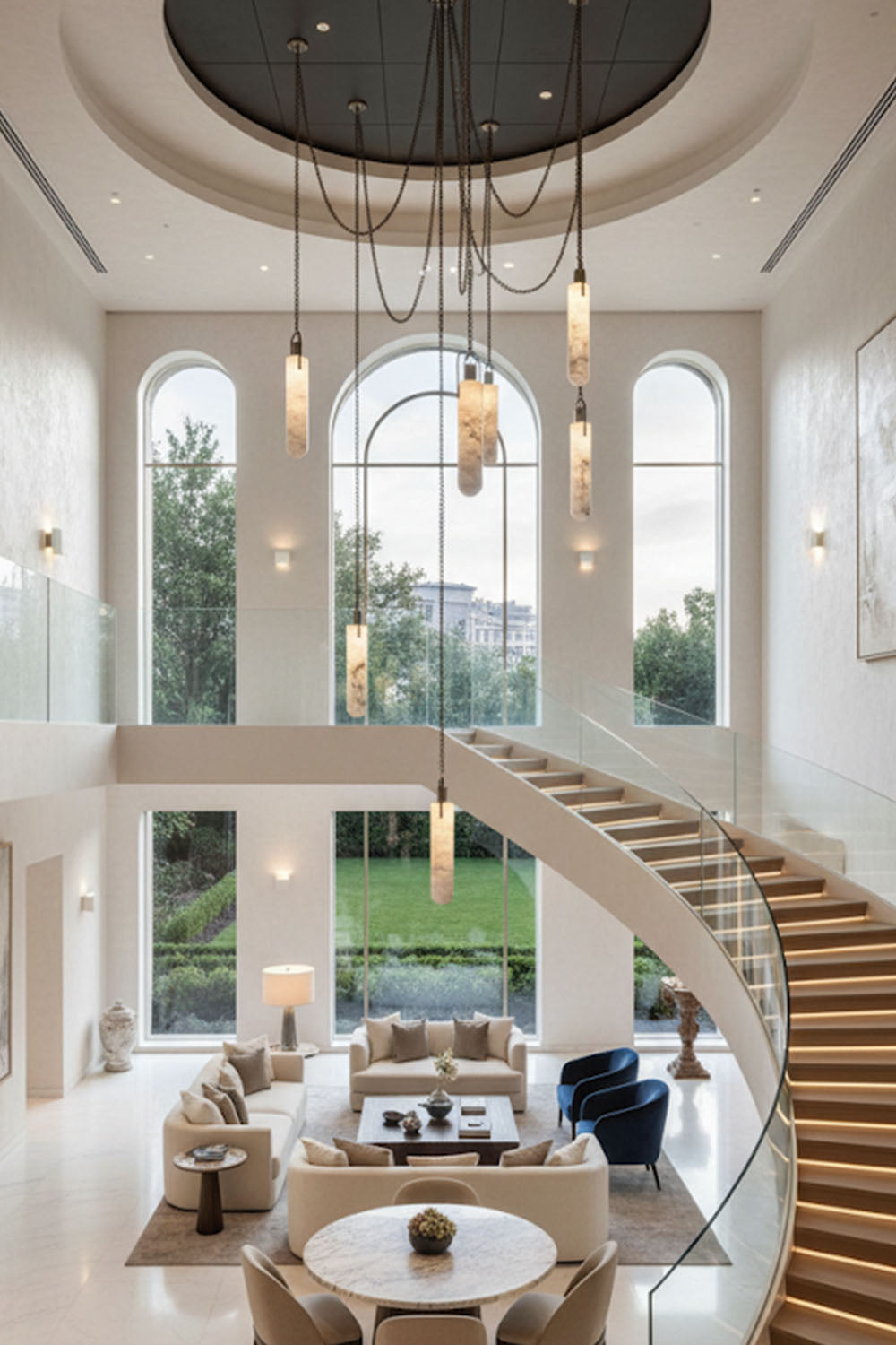 Multi-head Alabaster Cylindrical Chandelier - view 15 | morylighting