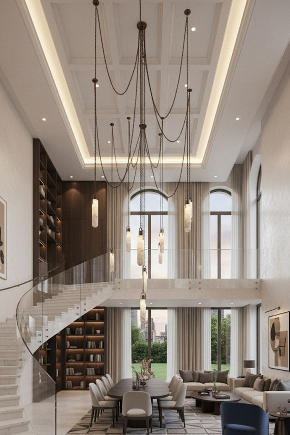 Multi-head Alabaster Cylindrical Chandelier - view 16 | morylighting