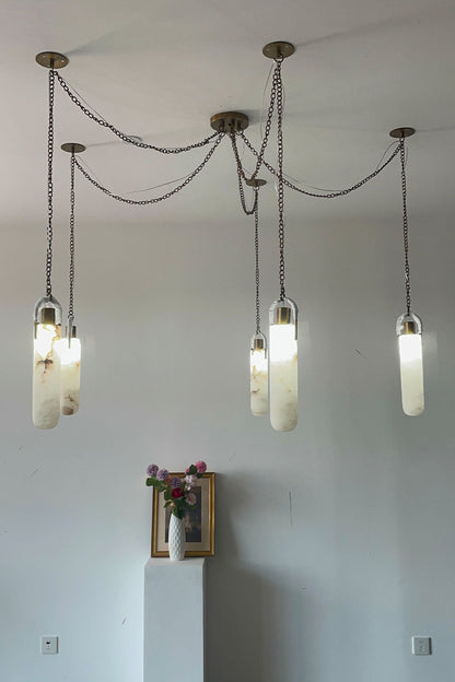 Multi-head Alabaster Cylindrical Chandelier - view 17 | morylighting