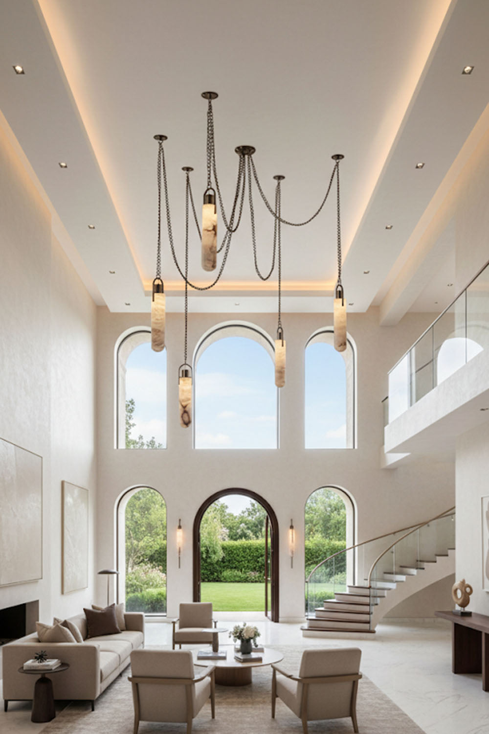 Multi-head Alabaster Cylindrical Chandelier - view 7 | morylighting