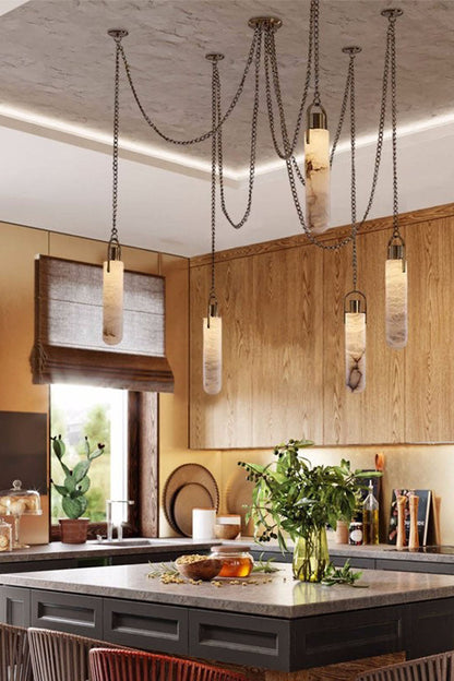 Multi-head Alabaster Cylindrical Chandelier - view 9 | morylighting