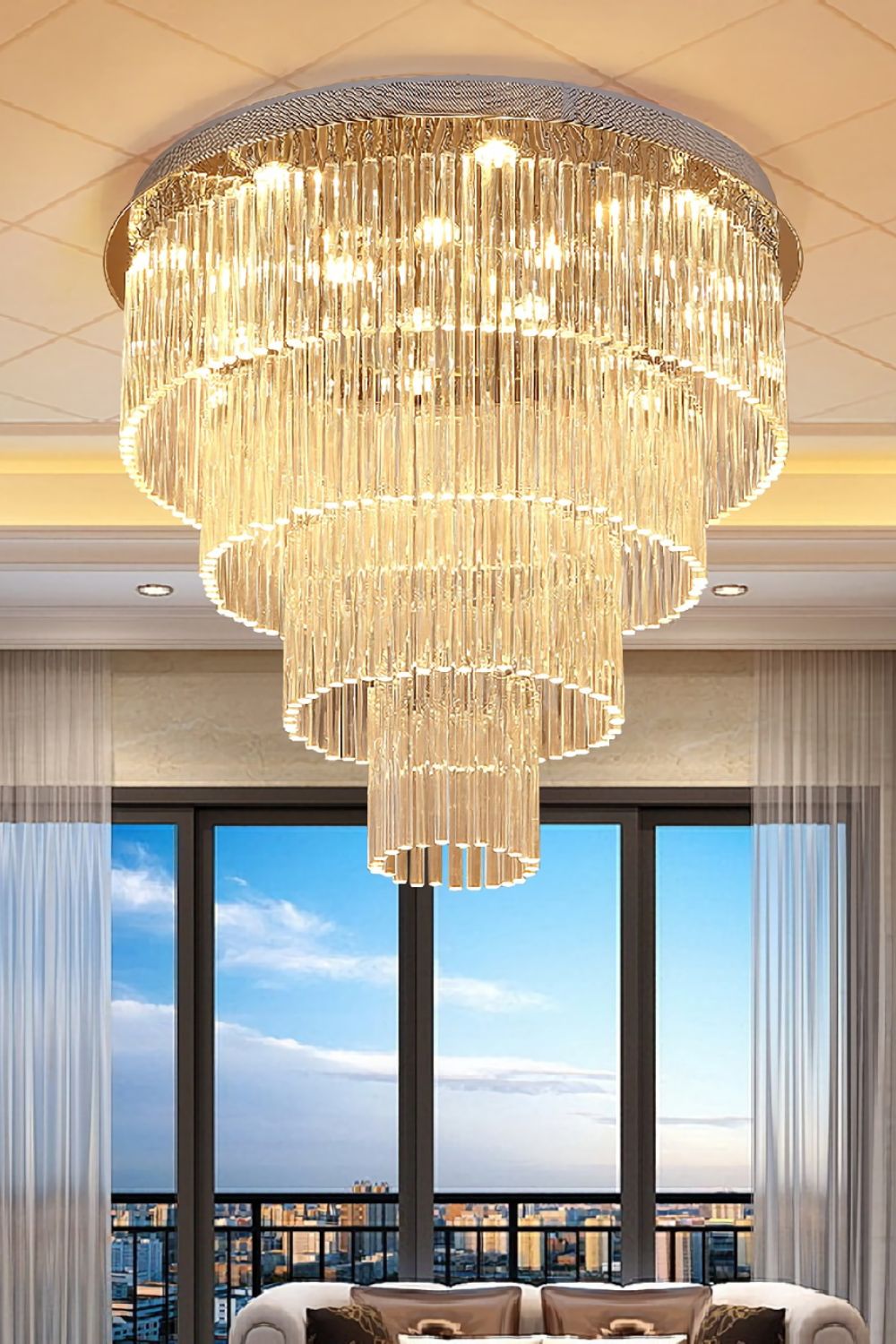 Multi Layers Round Raindrop Chandelier - morylighting
