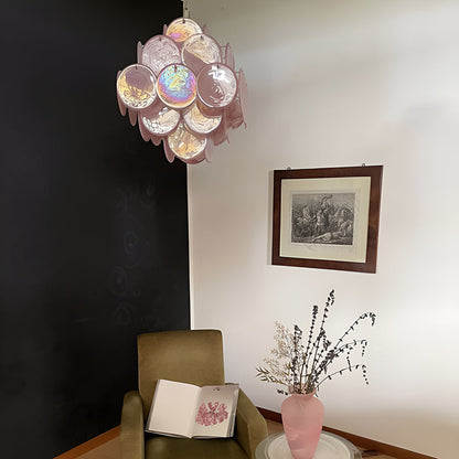Murano Chandelier 36 Pink Disks