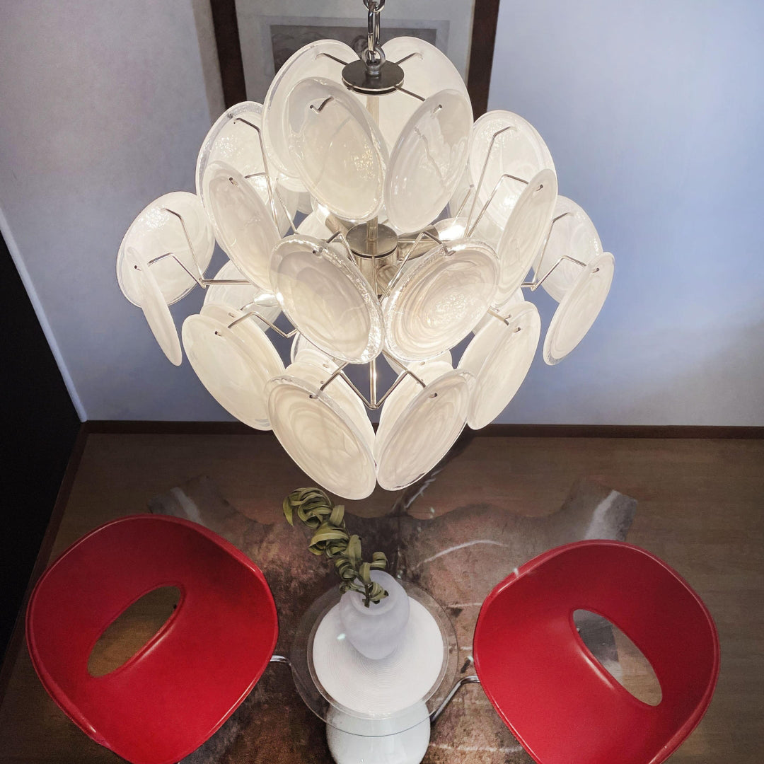 Murano Chandelier 36 White Disks